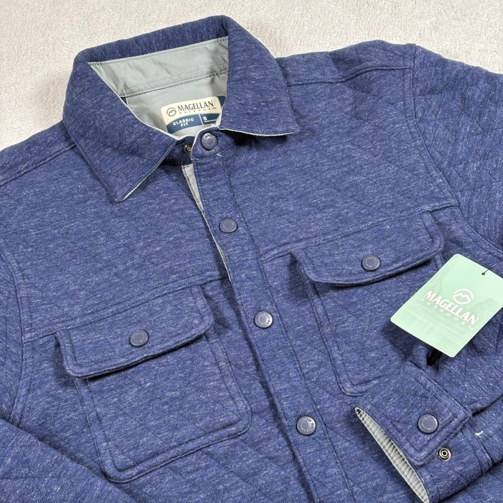 Magellan Outdoors Campfire Quilted Long Sleeve Shirt Medieval Blue Classic Fit S